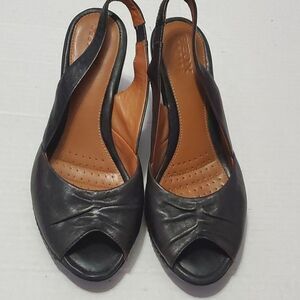 GEOX Black Leather Slingback Cushioned Comfort Sandals